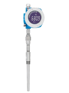 Ilustración del sensor de temperatura RTD TMT162R con transmisor indicador para campo