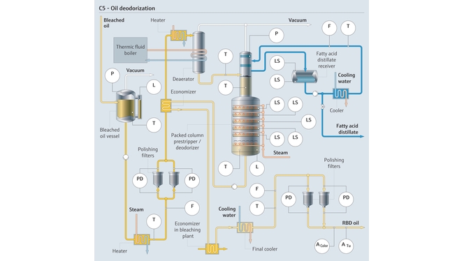 Proceso de desodorización en los aceites comestibles