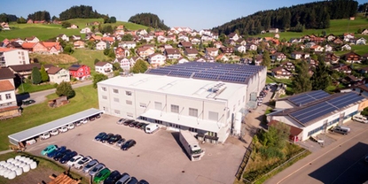 air view of thyssenkrupp Presta AG in Oberegg (Switzerland)